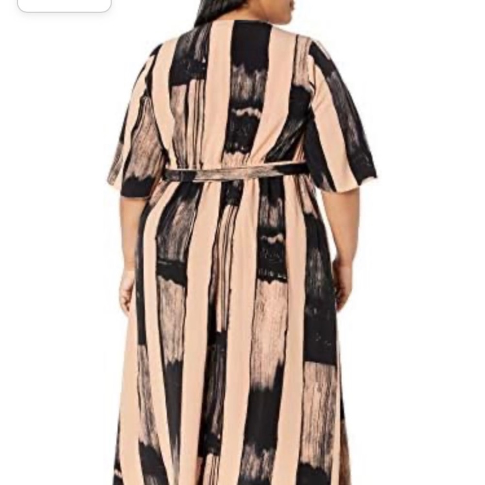 Plus Size Striped Maxi Dress in Blush and Black